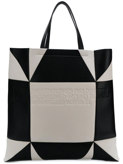 Shop Calvin Klein 205w39nyc Embossed Monochrome Tote - Black
