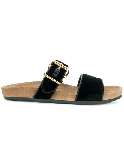 Shop Prada Double Strap Slides - Black