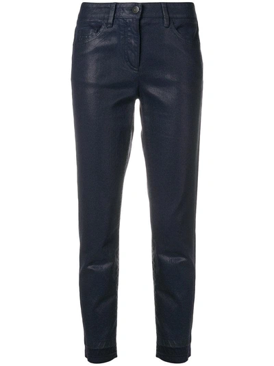 Shop Luisa Cerano Cropped Slim-fit Trousers - Blue