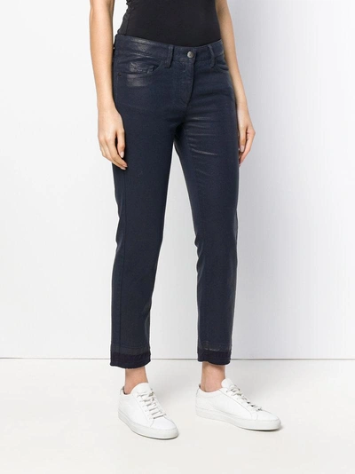 Shop Luisa Cerano Cropped Slim-fit Trousers - Blue