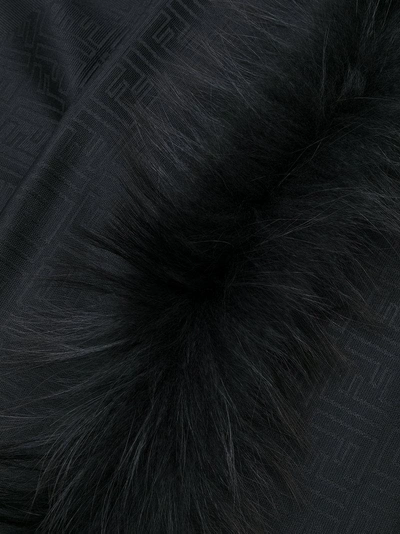 Shop Fendi Fur-trim Logo Shawl - Black
