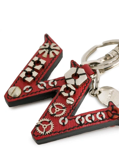 Shop Prada W Charm Keyring In Red