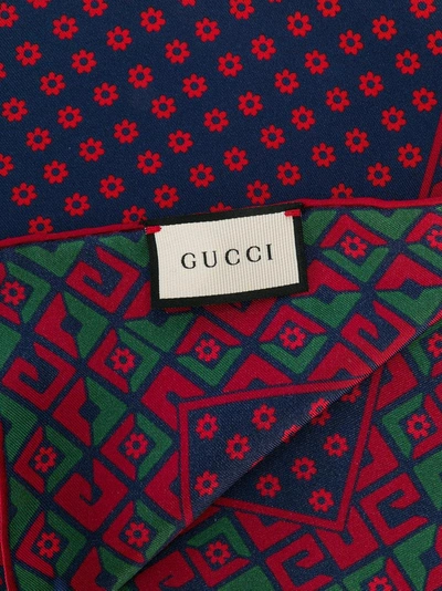 Shop Gucci Geometric G Print Pocket Square - Blue