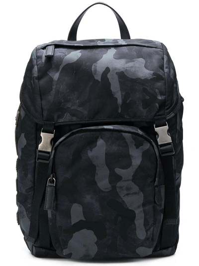 Shop Prada Camouflage Backpack - Blue