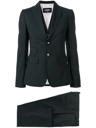 Shop Dsquared2 Three-piece Trouser Suit - Grey