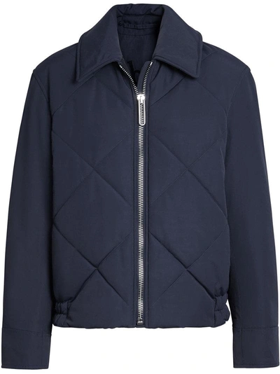 Shop Burberry Quilted Technical Cotton-blend Jacket - Blue