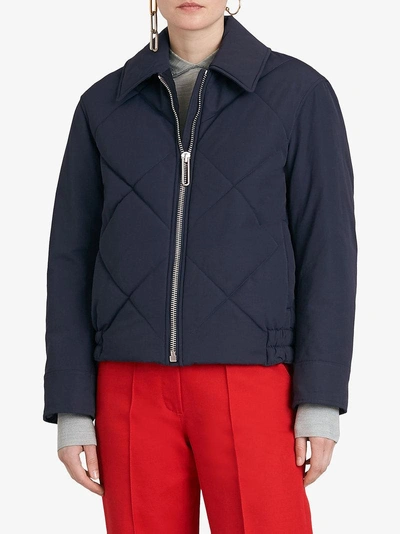 Shop Burberry Quilted Technical Cotton-blend Jacket - Blue