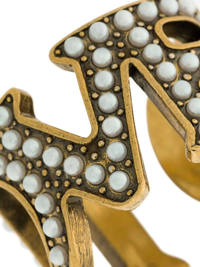 Shop Gucci Embellished Loved Ring - Metallic