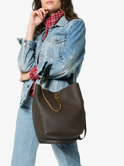 Shop Givenchy Brown Gv3 Grained Leather Bucket Bag