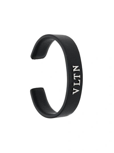 Shop Valentino Garavani Logo Cuff Bracelet - Black