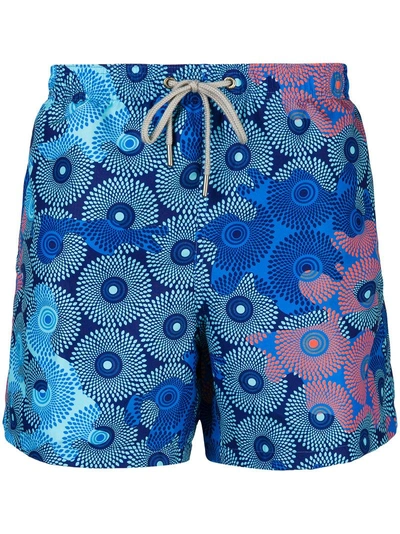 Shop Okun Ali Printed Swim Shorts In Blue