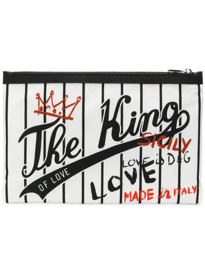Shop Dolce & Gabbana The King Of Love Printed Clutch - White