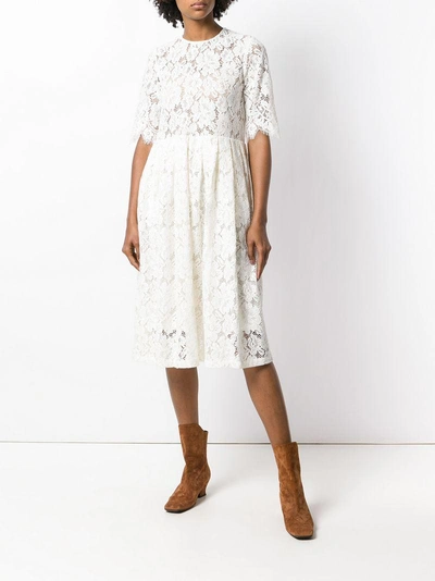 Shop Ganni Eyelash Lace Dress - White