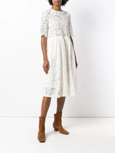Shop Ganni Eyelash Lace Dress - White