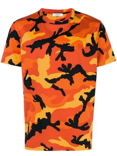 Shop Valentino Camouflage T-shirt - Orange