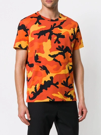 Shop Valentino Camouflage T-shirt - Orange