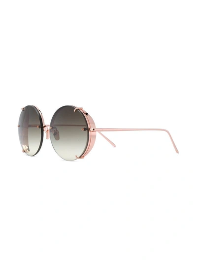 Shop Linda Farrow Round Frame Sunglasses - Metallic
