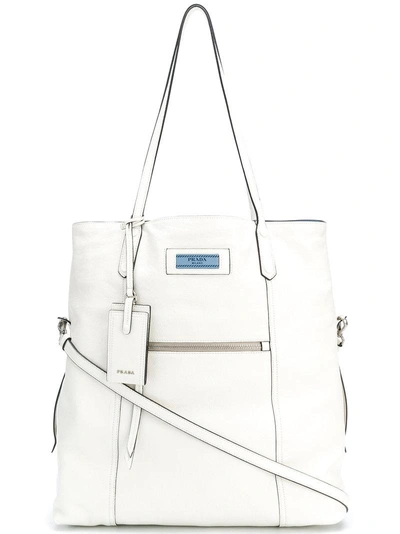 Shop Prada Etiquette Leather Bag In White