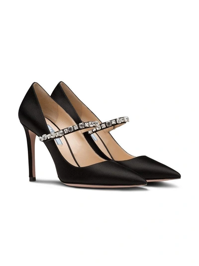 Shop Prada Crystal Embellished High-heel Pumps In Black