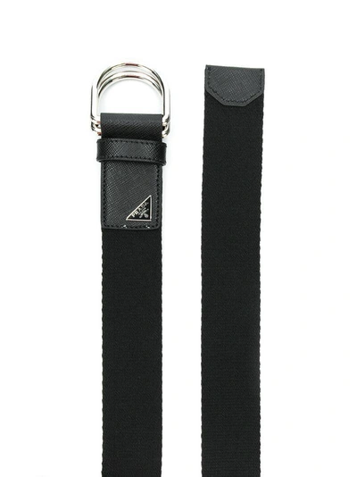 Shop Prada Double D-ring Buckle Belt - Black