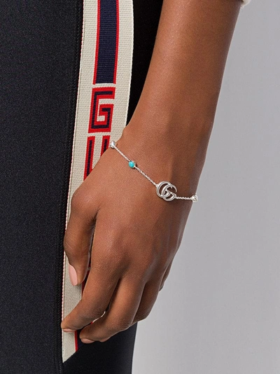 Shop Gucci Embellished Gg Bracelet - Metallic