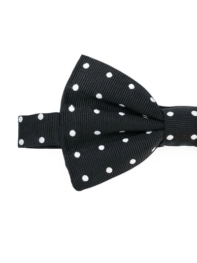 Shop Dolce & Gabbana Polka Dot Bow Tie In Black