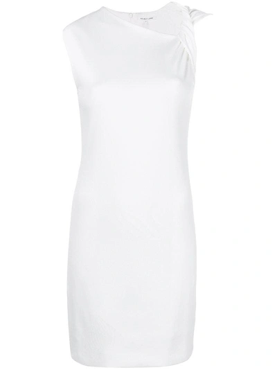 Shop Helmut Lang Twisted Shoulder Shift Dress In White