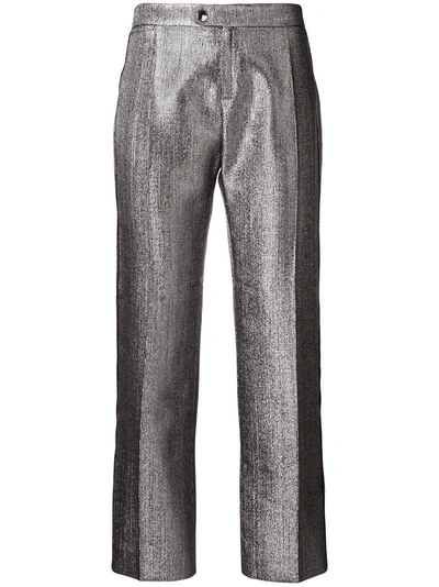 Shop Chloé Metallic Tailored Trousers In Grey