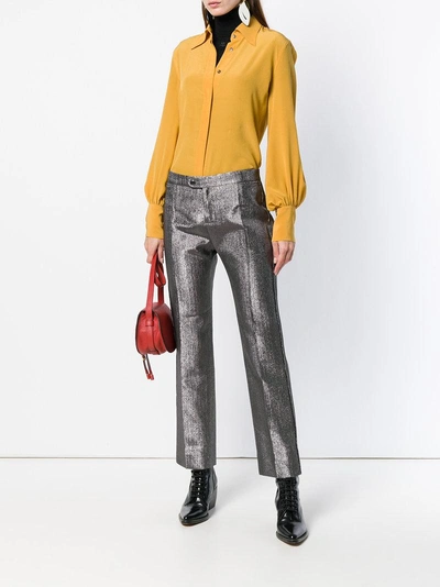 Shop Chloé Metallic Tailored Trousers In Grey