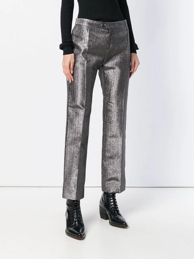 Shop Chloé Metallic Tailored Trousers In Grey