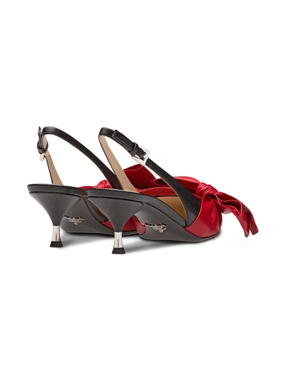 Shop Prada Bow Sling-back Pointed Pumps - Red