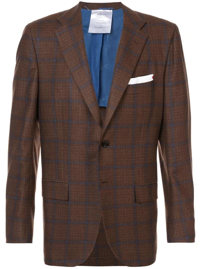 Shop Kiton Check Blazer - Brown