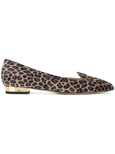 Shop Charlotte Olympia Leopard Print Ballerina Shoes - Brown