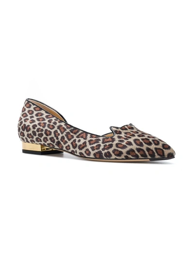 Shop Charlotte Olympia Leopard Print Ballerina Shoes - Brown