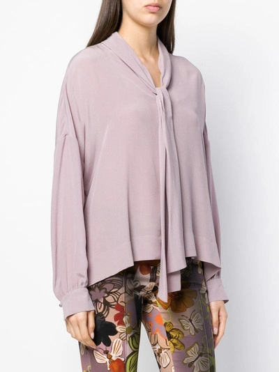 Shop Luisa Cerano Pussy Bow Blouse - Pink & Purple