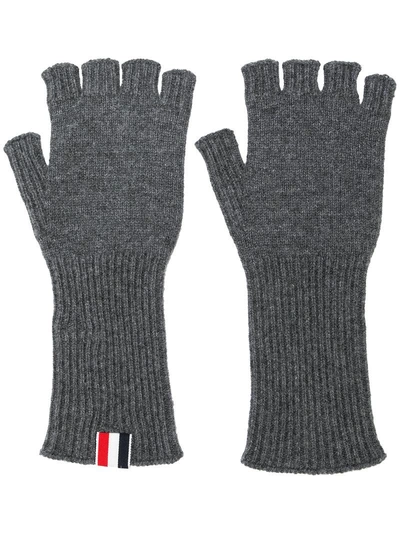 Shop Thom Browne Fingerless Cashmere Gloves - Grey