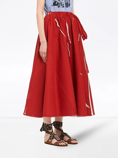 Shop Prada Overprinted Drill Skirt - Red