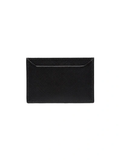 Shop Prada Black Logo Saffiano Leather Card Holder