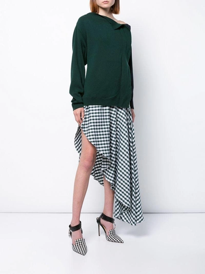 Shop Monse Checked Asymmetric Skirt - Green
