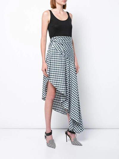 Shop Monse Checked Asymmetric Skirt - Green
