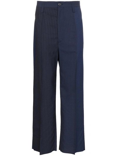 Shop Marni Pinstripe Two-tone Trousers - Blue