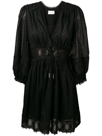 Shop Zimmermann V-neck Dotted Dress - Black