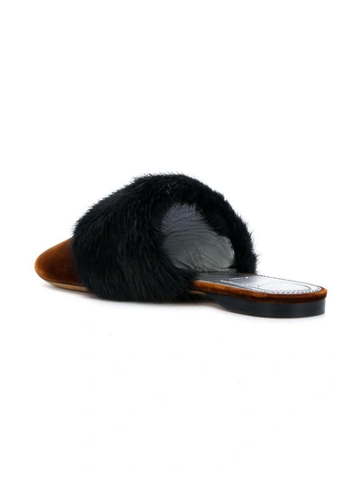 Shop Givenchy Fur Trim Mules - Brown