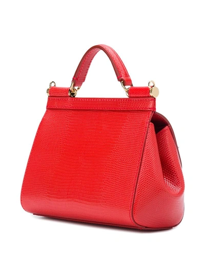 Shop Dolce & Gabbana Sicily St. Iguana Shoulder Bag - Red