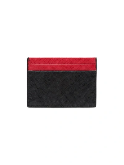 Shop Prada Black And Red Logo Leather Cardholder