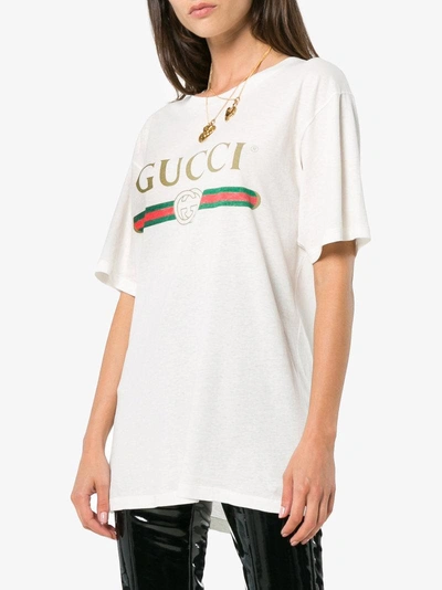 Gucci White Floral Patch Logo T-shirt