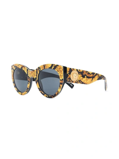 Shop Versace Eyewear Baroque Print Sunglasses - Yellow In Yellow & Orange