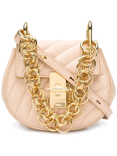 Chloé Nano Drew Bijou Quilted Shoulder Bag, Pearl In Pearl Beige