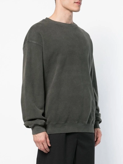 Shop Yeezy Oversized Crewneck Sweatshirt In Grey
