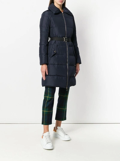 Shop Versace Zipped Padded Parka Coat In Blue